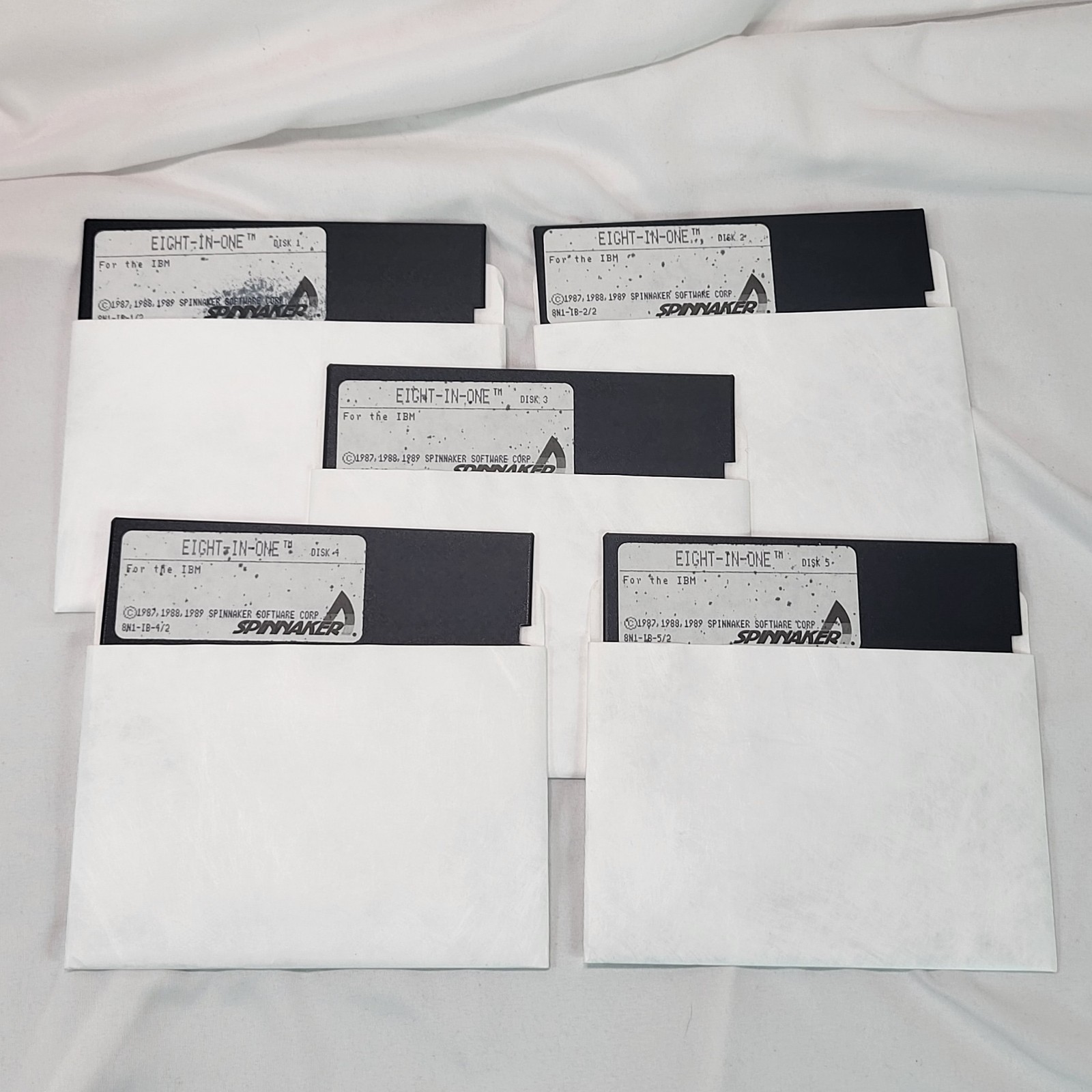 Vintage 1989 Spinnaker Eight-In-One IBM 5.25" Software Disks Set of 5 Untested