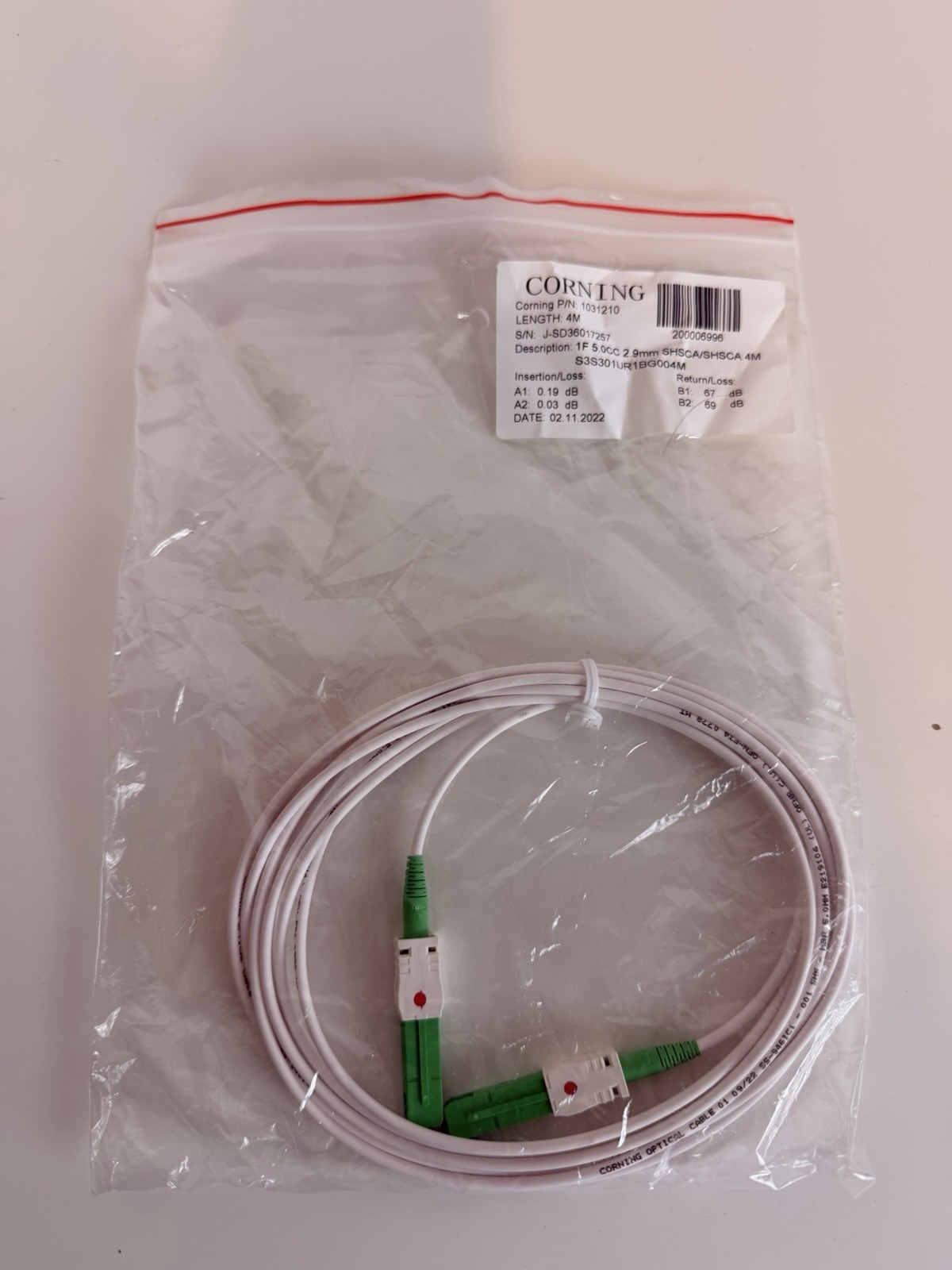 Corning 1158032 Fiber Patch 1F5OCC 2.9mm SHSCA (A)