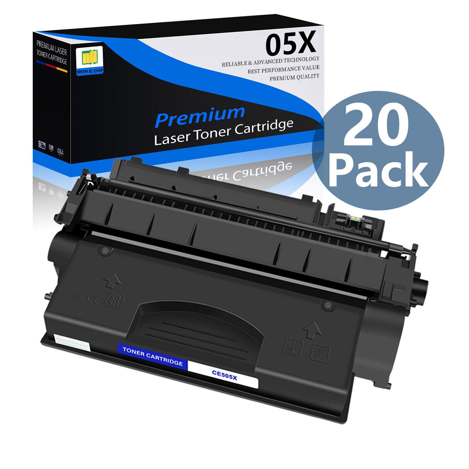 20PK High Yield Black CE505X 05X Toner Cartridge for HP LaserJet P2055d P2055dn