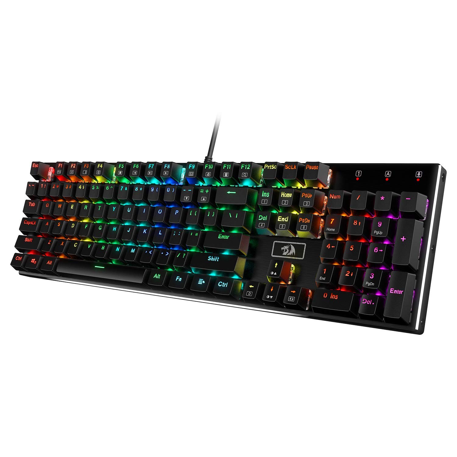Redragon K556 RGB LED Backlit Wired Mechanical Gaming Brown Switch, Black