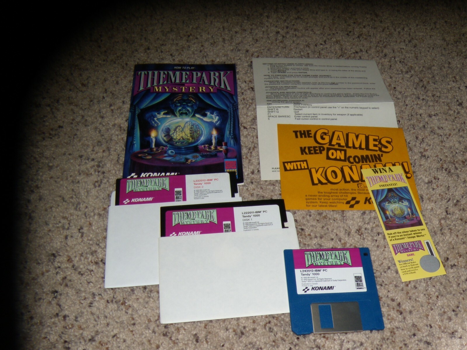 Theme Park IBM PC Game on 5.25" & 3.5" disk with manual