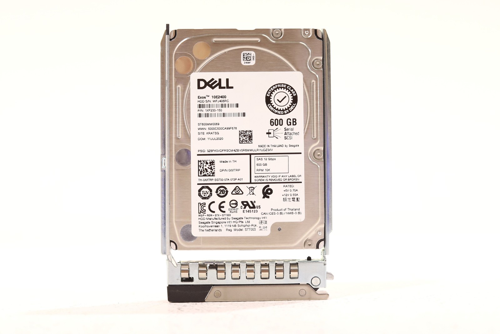 Dell ST600MM0069 600GB 2.5" 12Gb/s 128MB 10K RPM SAS HDD W/Caddy Dell P/N:0XXTRP