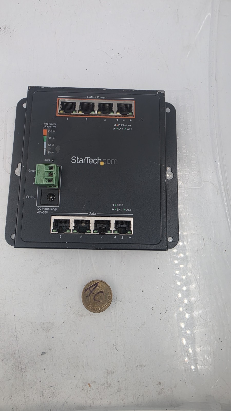 StarTech Industrial 8 Port Gigabit PoE Switch 30W ies81gpoew Untested