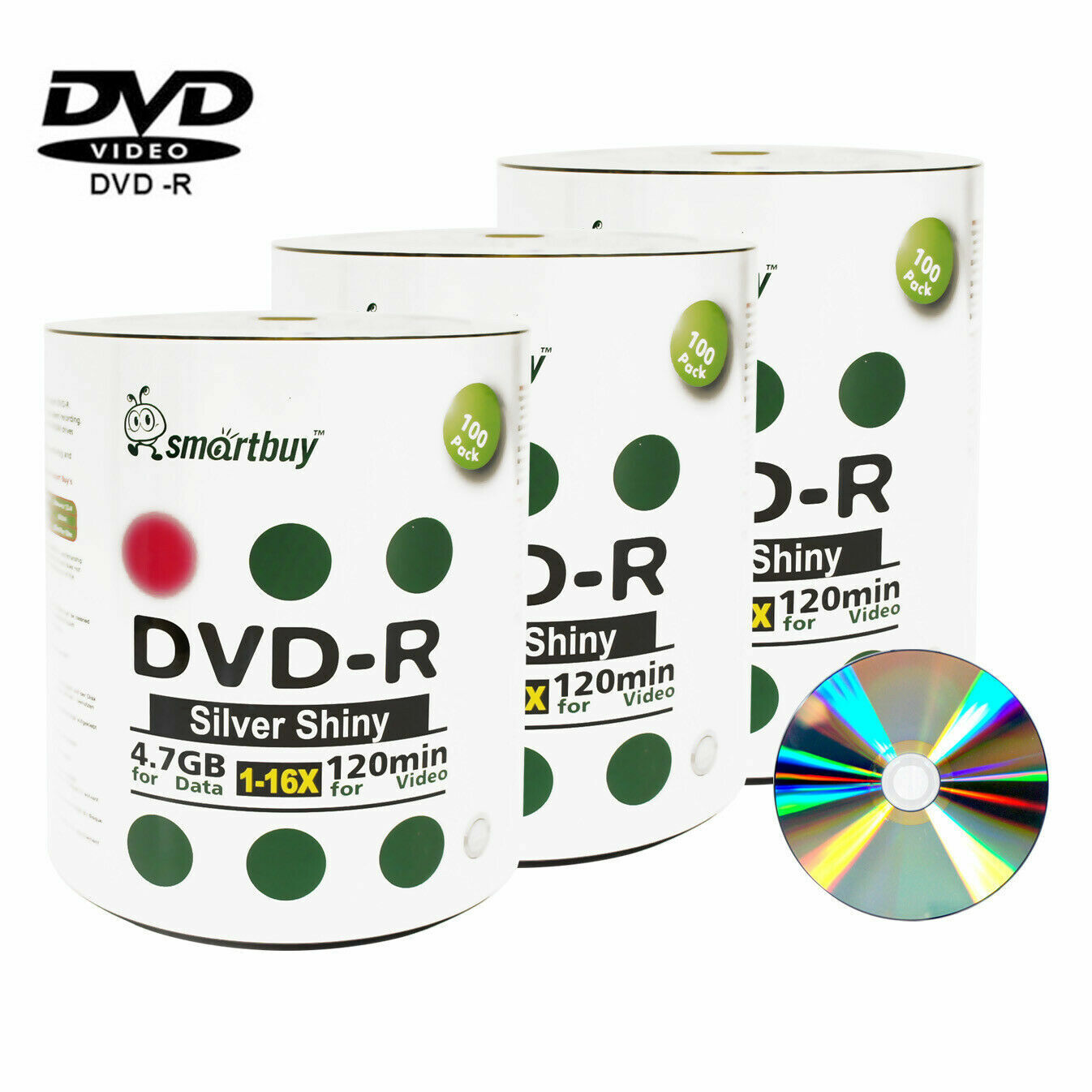 300 Smartbuy 16X DVD-R 4.7GB Shiny Silver Non Printable Blank Recording Disc