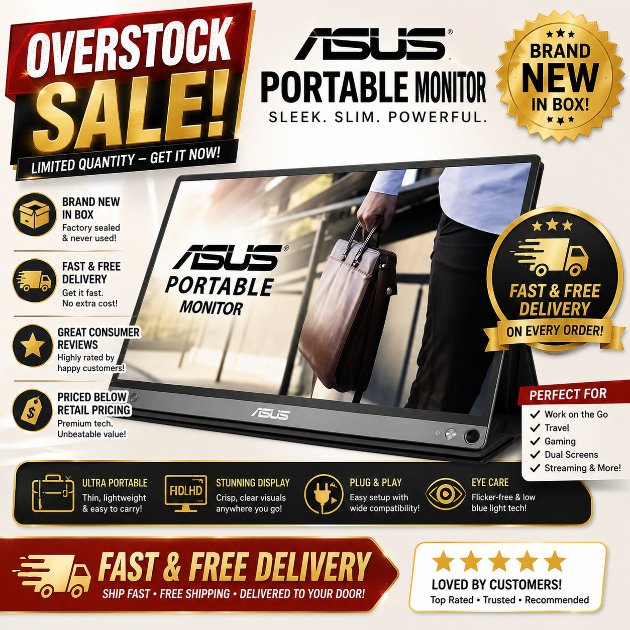 ASUS  15.6 in Zenscreen Wide LCD Monitor - Black MB16ACV
