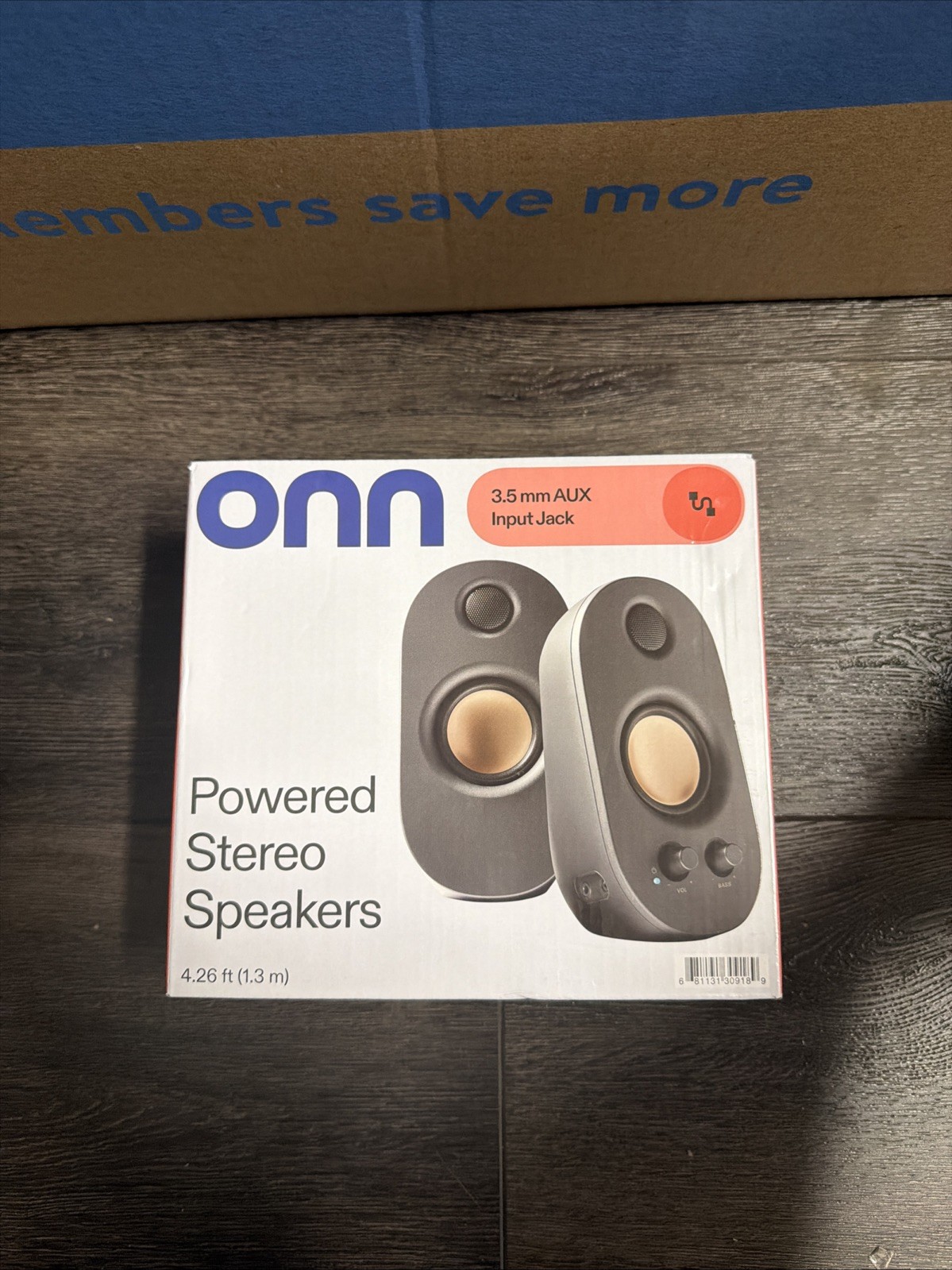 onn Stereo Wired Speaker with Volume Controls 35mm Aux USB Power Open Box