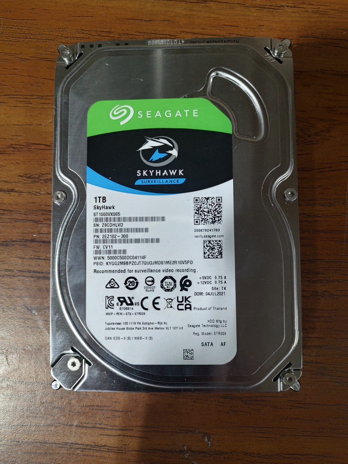 New Seagate ST1000VX005 SkyHawk 1TB 3.5" SATA 6Gb/s Surveillance HDD