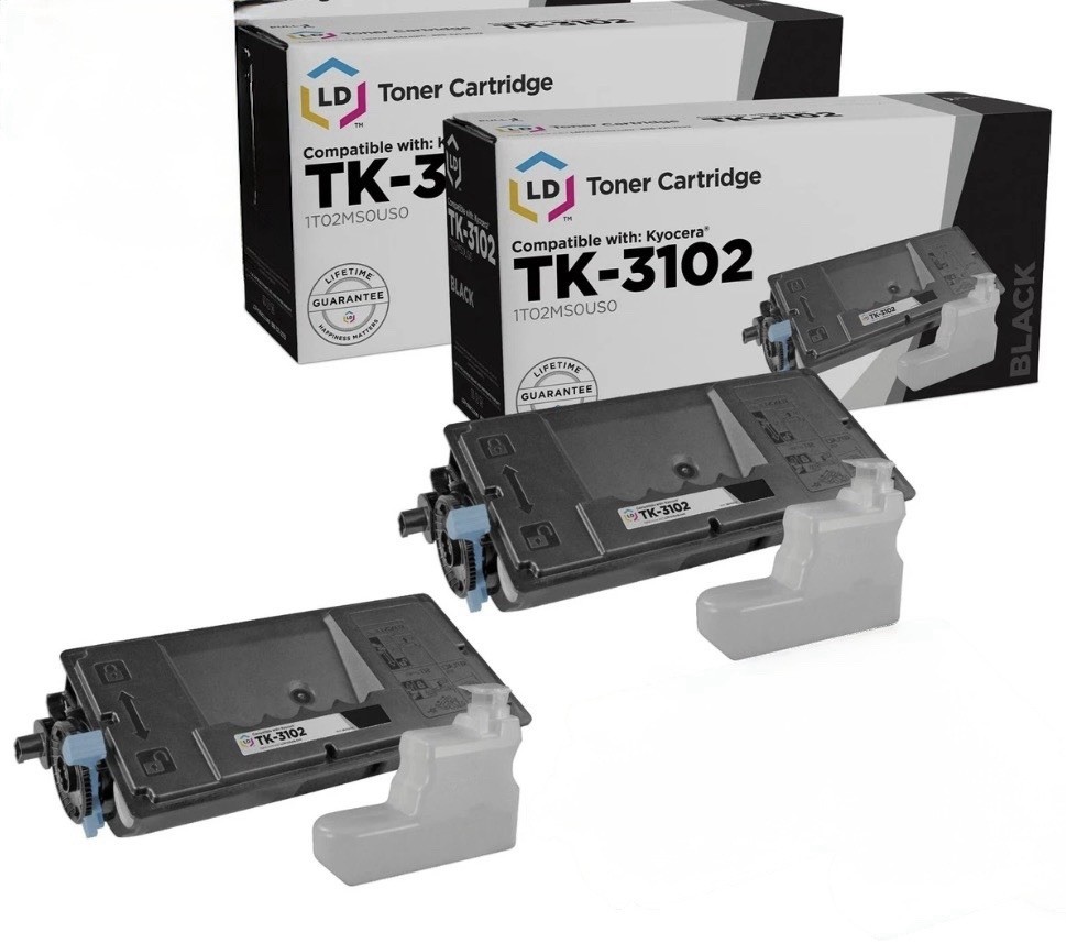 LD Set of 2 Comp Kyocera-Mita Black TK-3102 1T02MS0US0 Toner FS-2100DN
