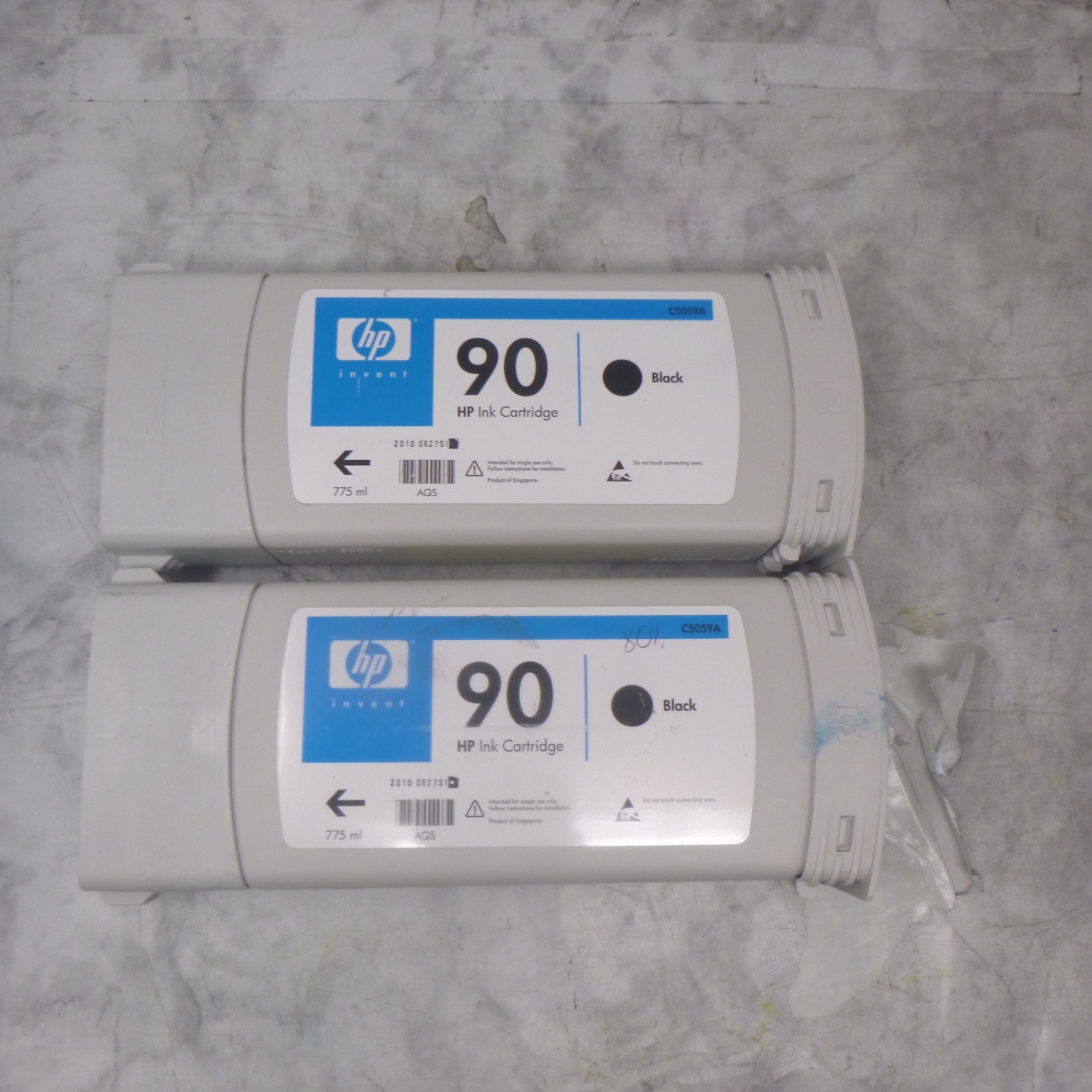 TWO GENUINE HP 90 BLACK INK CARTRIDGE C5059A for DESIGNJET 4000 4500 4520 NEW