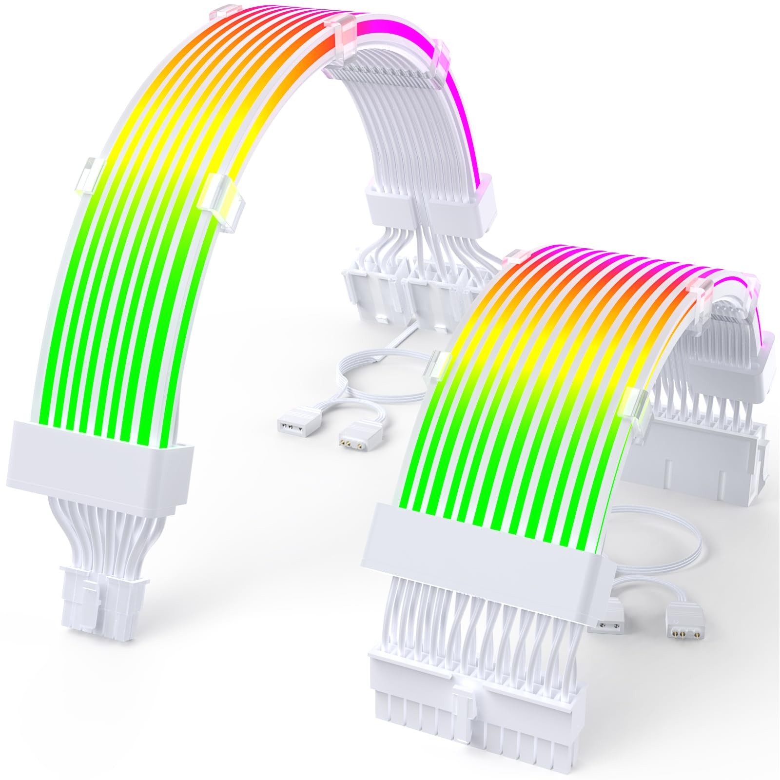 RGB 12VHPWR Cable Set,ARGB PSU Cable Extension of Soft Include 24Pin Motherbo...