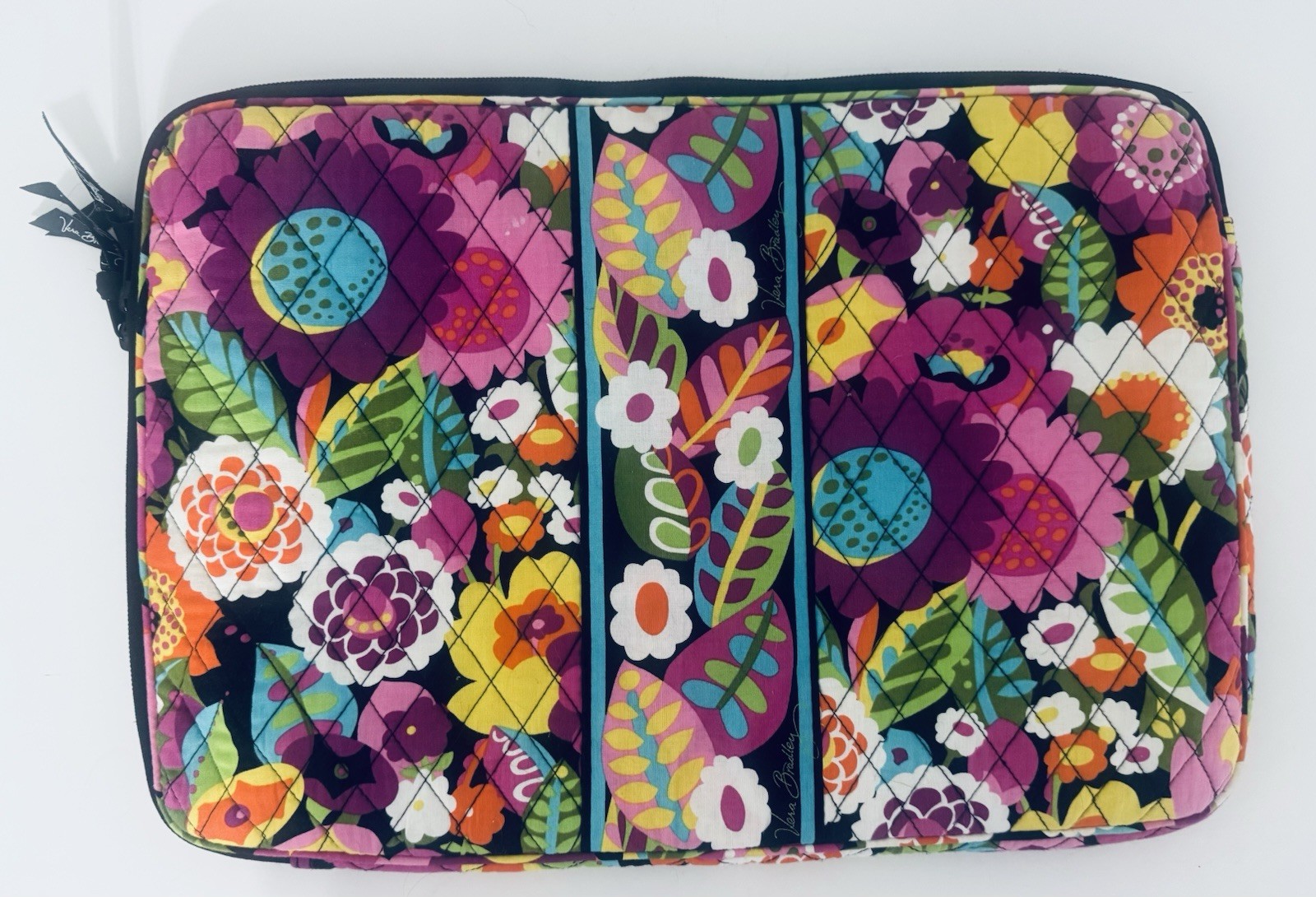 Vera Bradley Va Va Bloom Quilted Laptop Sleeve Padded Soft Zips Inside Pocket