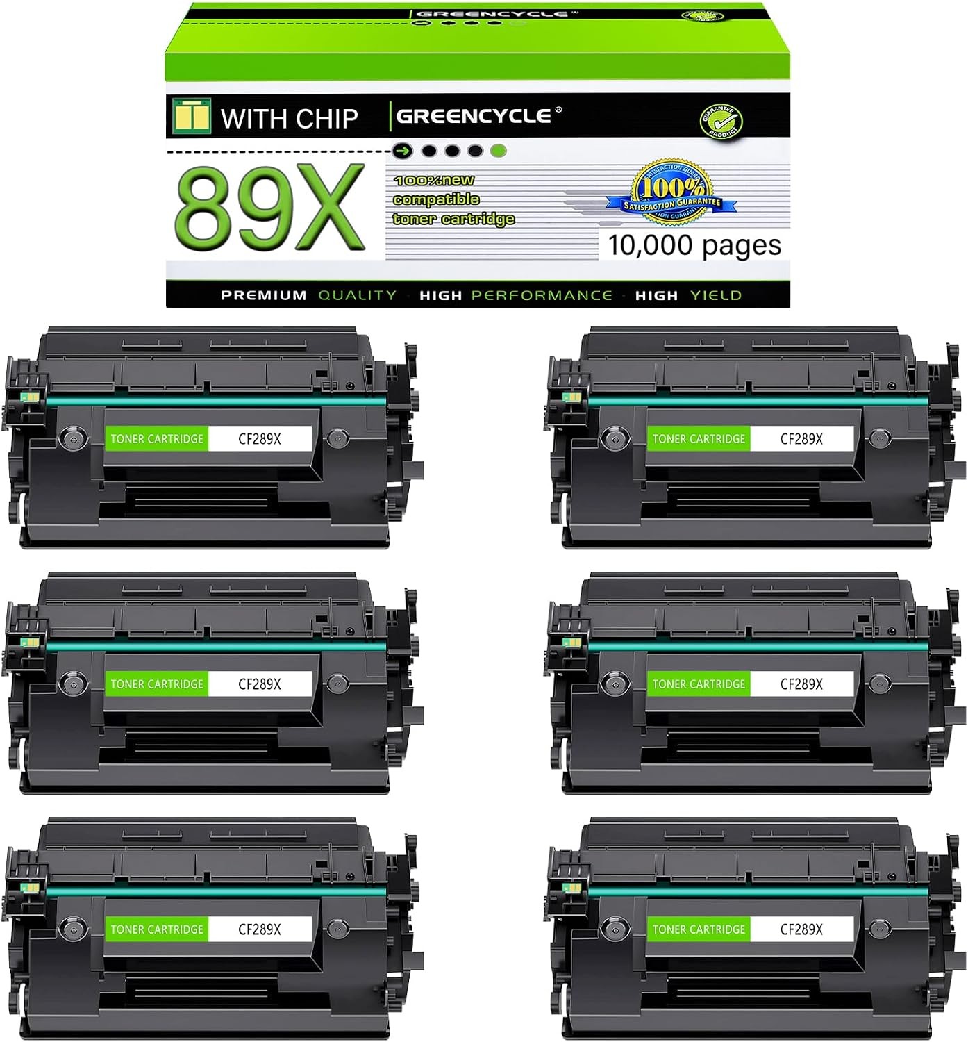 GREENCYCLE 6PK CF289X Toner Cartridge For HP 89X MFP M528C M528Z M528F New Chip