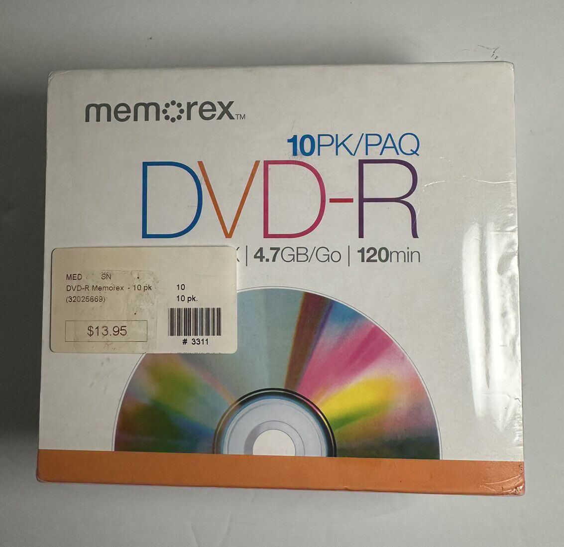 FACTORY SEALED Memorex DVD-R 10 Pack 16X, 4.7GB, 120 min With Jewel Cases