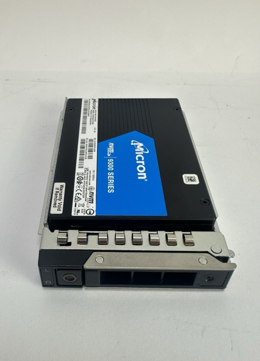 Micron 9300 Max 6.4TB PCIe NVME U.2 2.5 SFF SSD Dell Tray 97% MTFDHAL6T4TDR