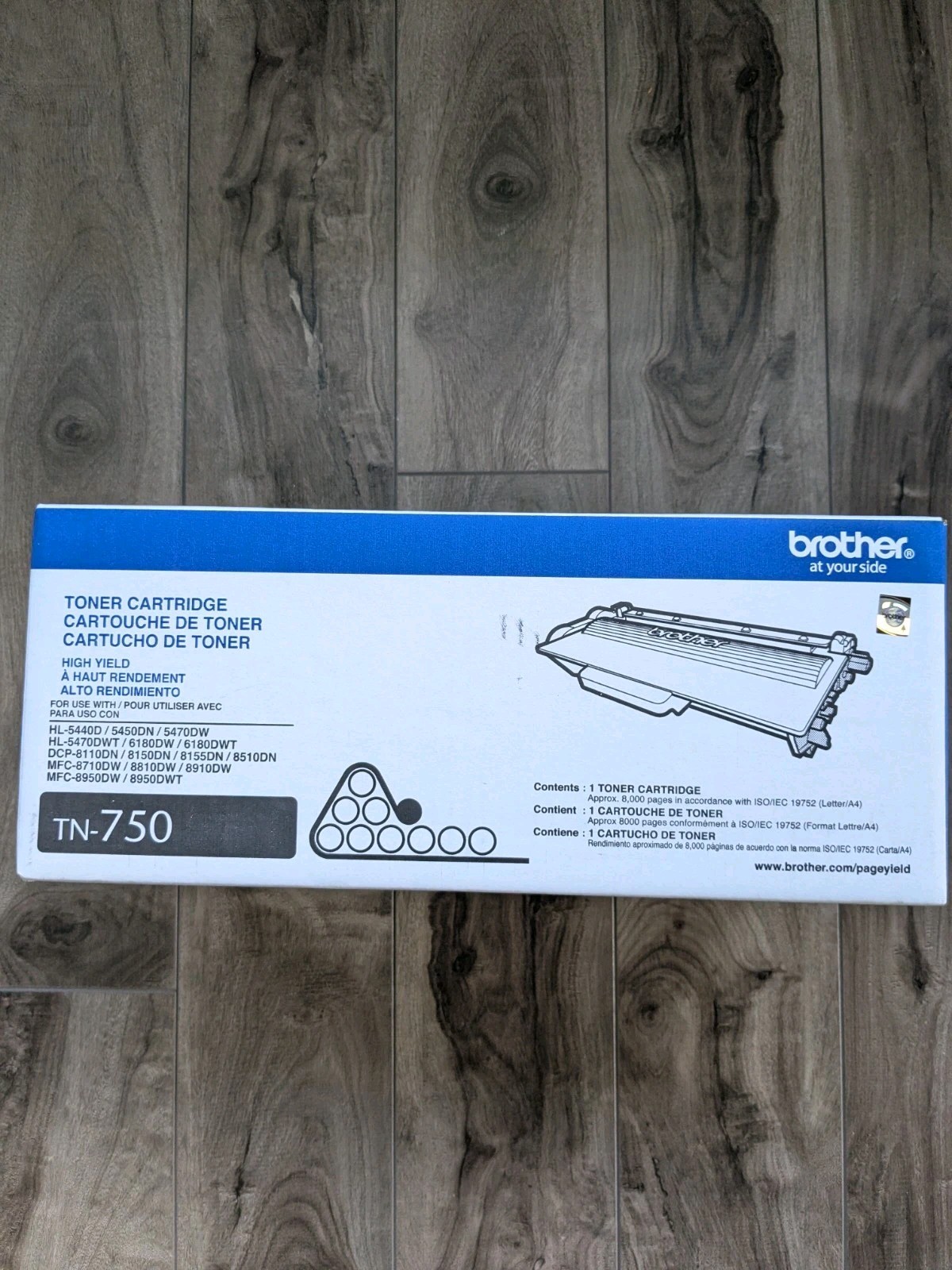 Brother TN-750 Toner Cartridge Genuine OEM Brother Toner - New Sealed