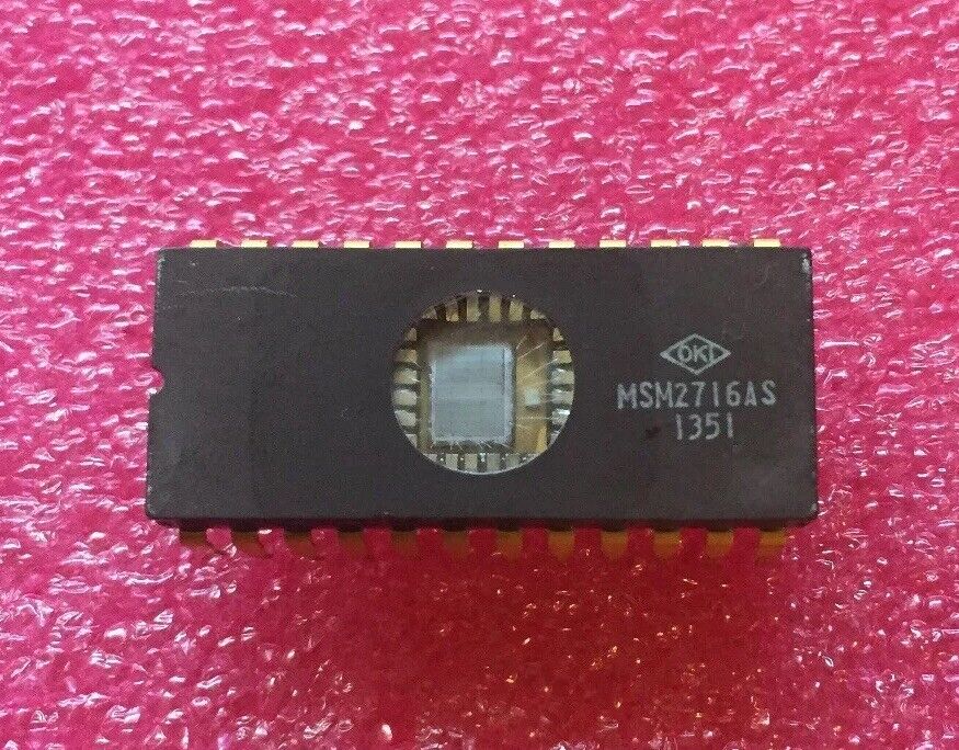 Vintage 1981 OKI EPROM Computer Chip Gold Plated MSM2716AS 24 Prong NOS
