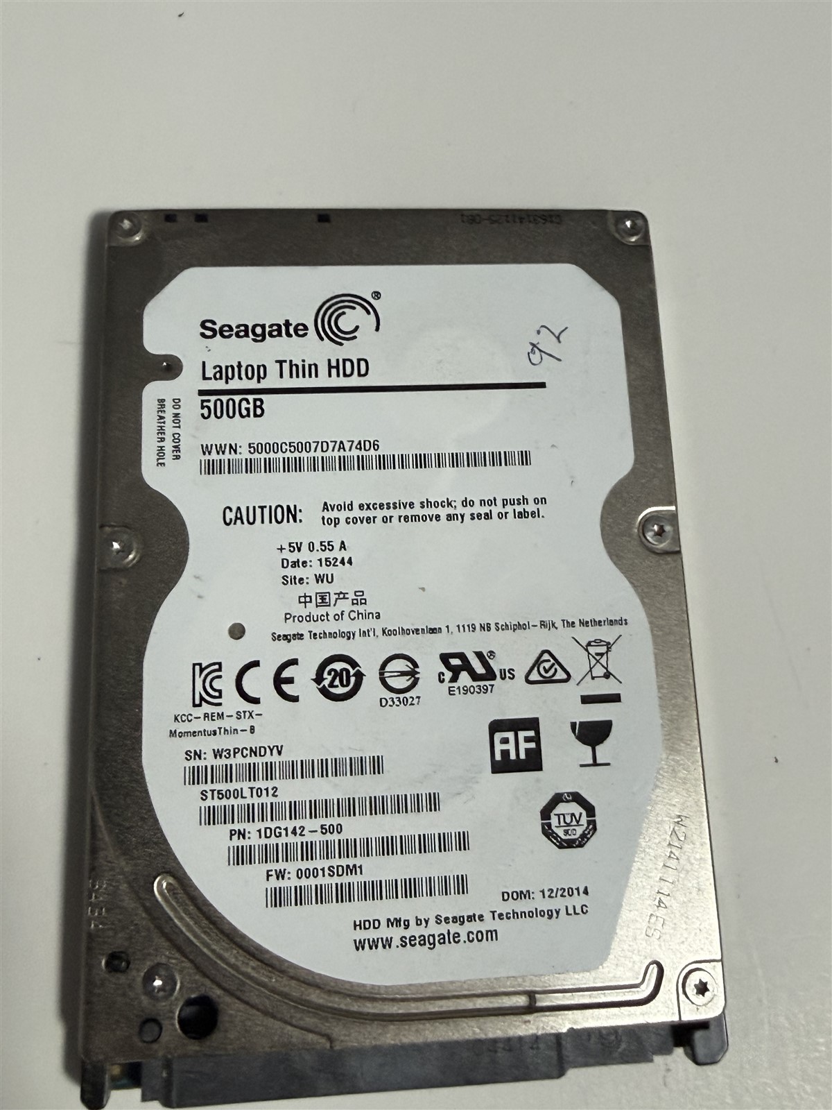 Seagate 1DG142-500 Laptop Thin HDD 500GB 1DG142500 92% Health