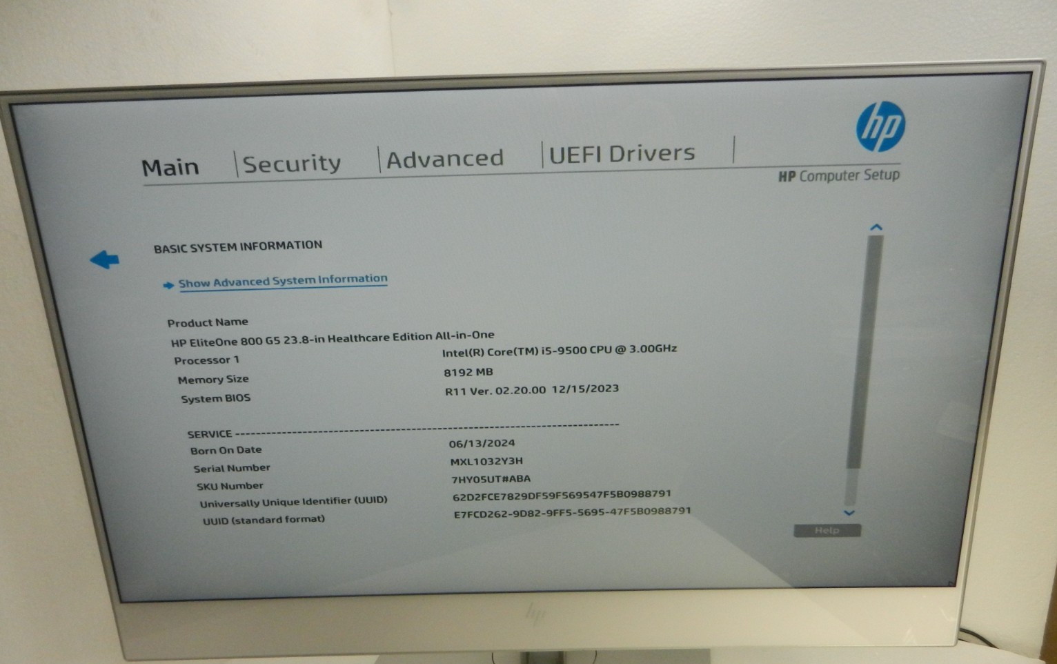HP EliteOne 800 G5 23.8-in Healthcare Edition Aio - NON-TOUCH CORE i5-9500 3Ghz