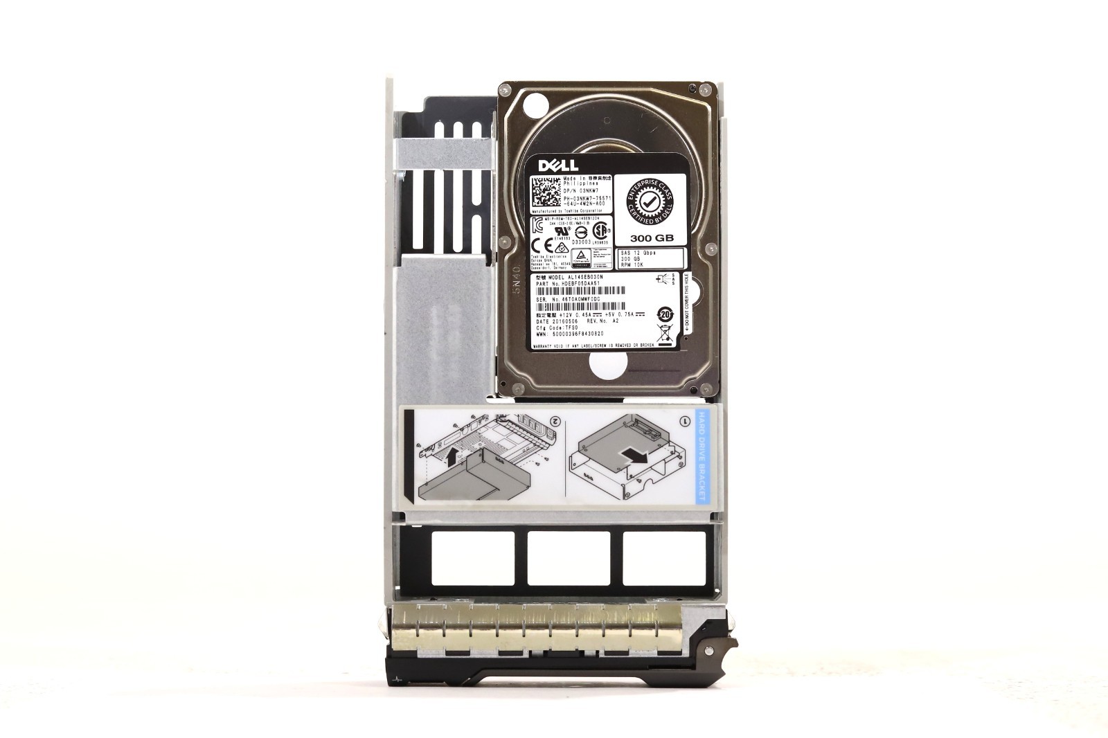 Dell AL14SEB030N 300GB 2.5" 12Gb/s 10K RPM SAS HDD W/Caddy Dell P/N: 03NKW7