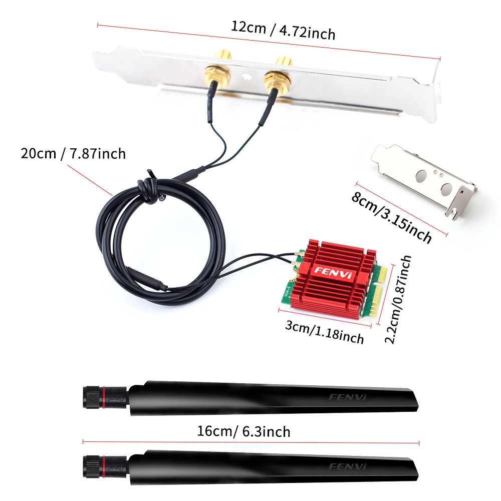 BE6500 WiFi 7 M.2 Desktop Adapter Kit MT7925 Bluetooth5.4 Tri‑Band Wireless Card