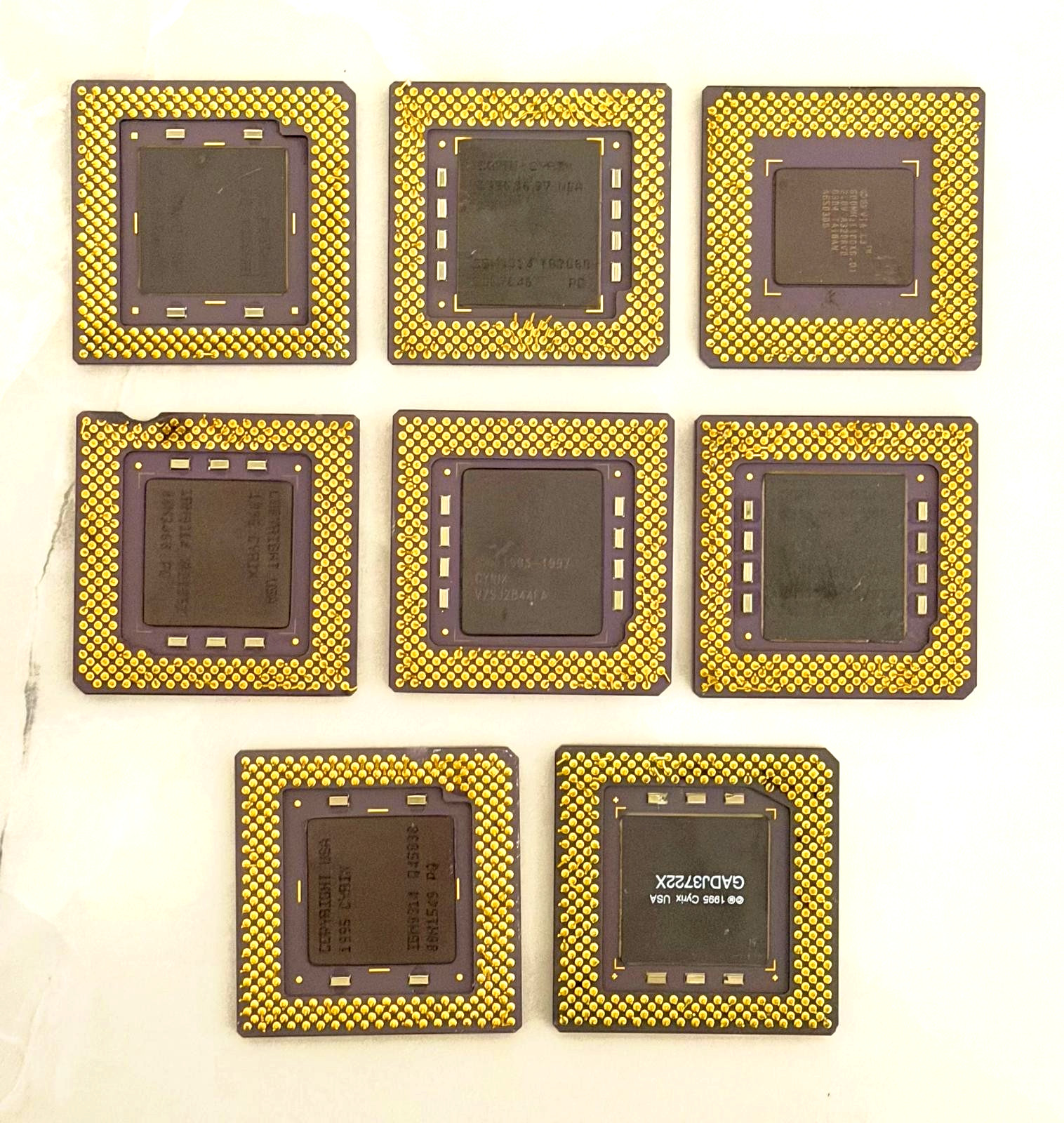 Lot of 8 x IBM 6x86 Ceramic Gold Cap CPUs Processors for Gold Recovery