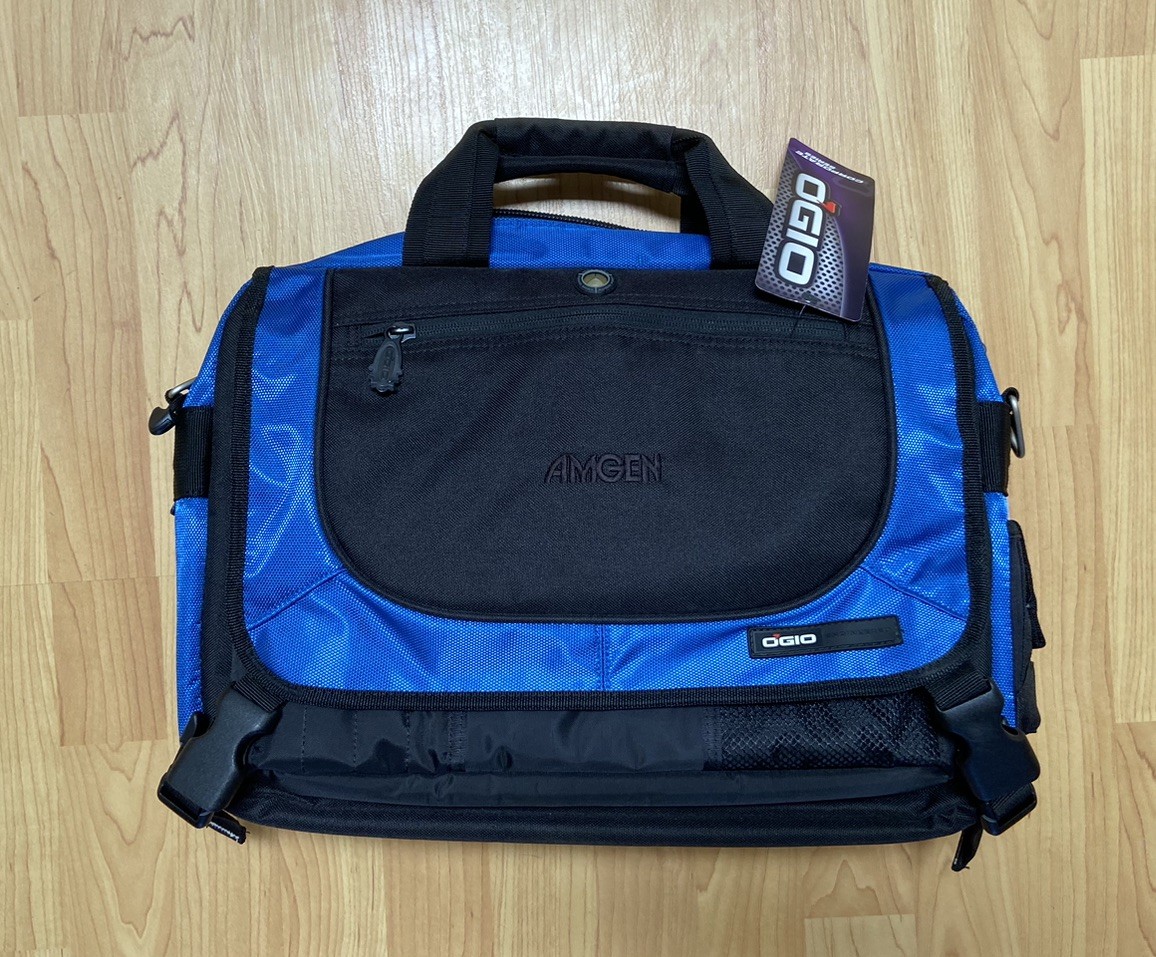 Vtg Ogio City Corp Royal Blue Crossbody Messenger Laptop Bag Amgen Custom New