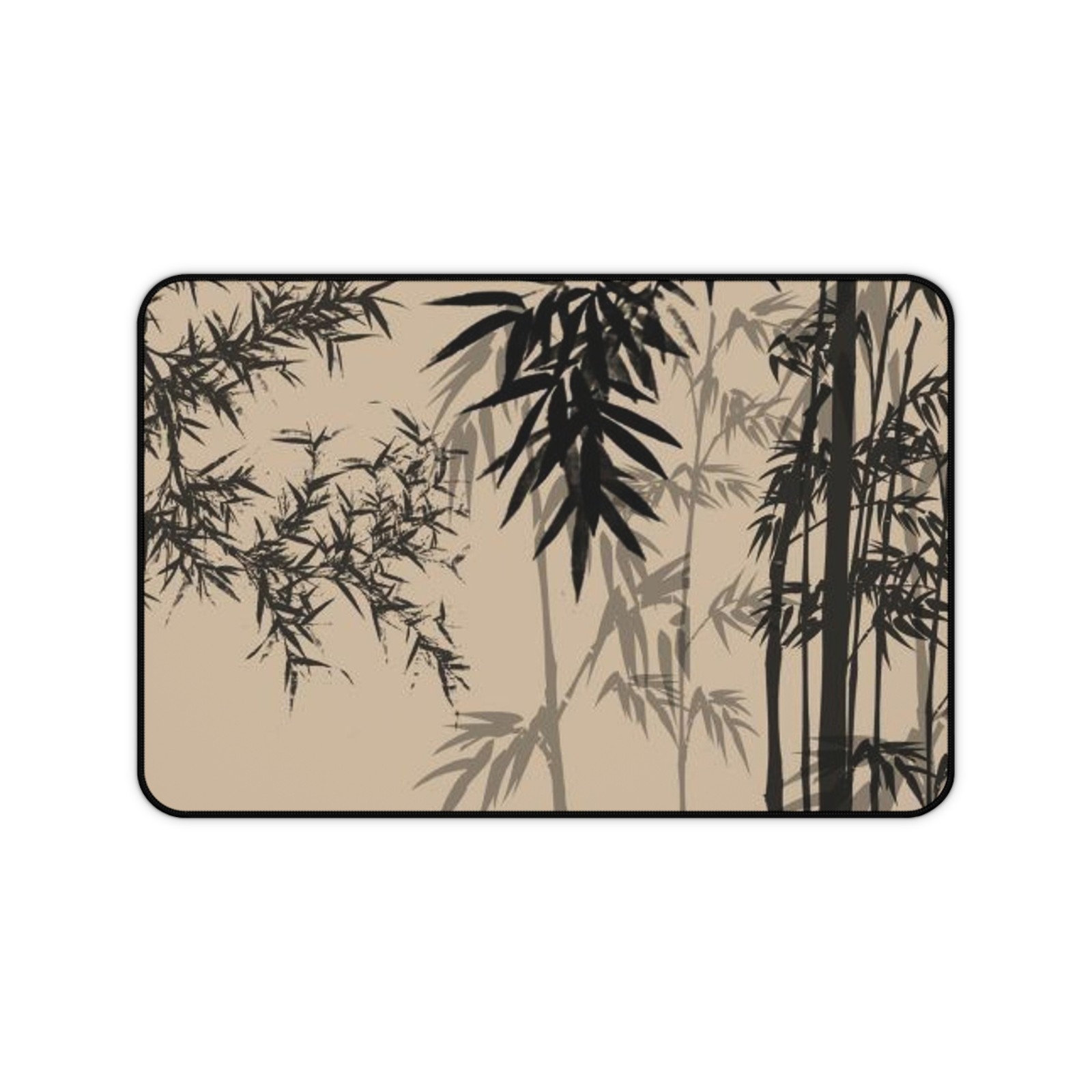 Oriental Bamboo Plant Brown Black Gaming Desk Mat Mouse Pad Playmat