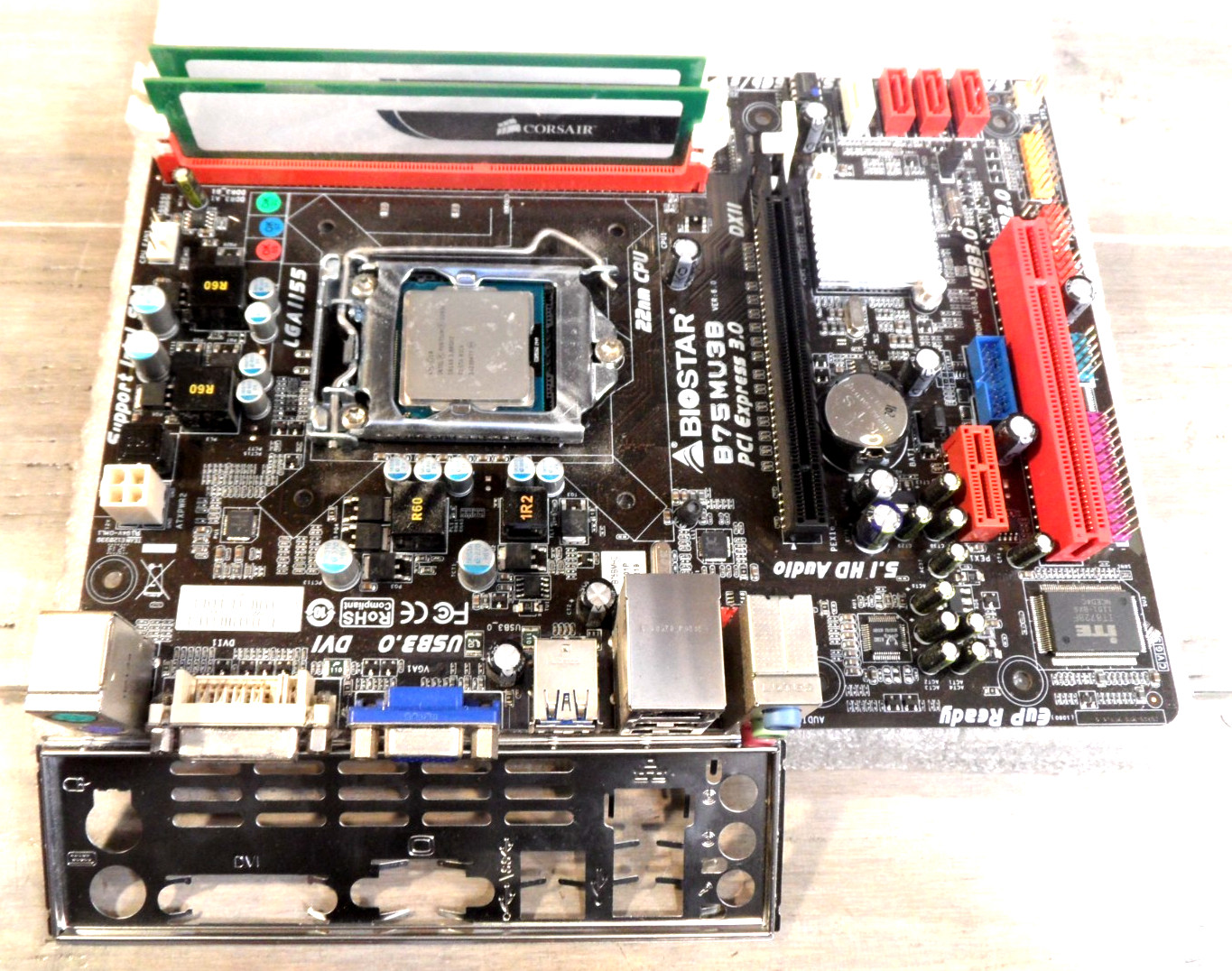 BIOSTAR B75MU3B Motherboard With G2030 CPU and 4 Gb Ram LGA1155 With I/O