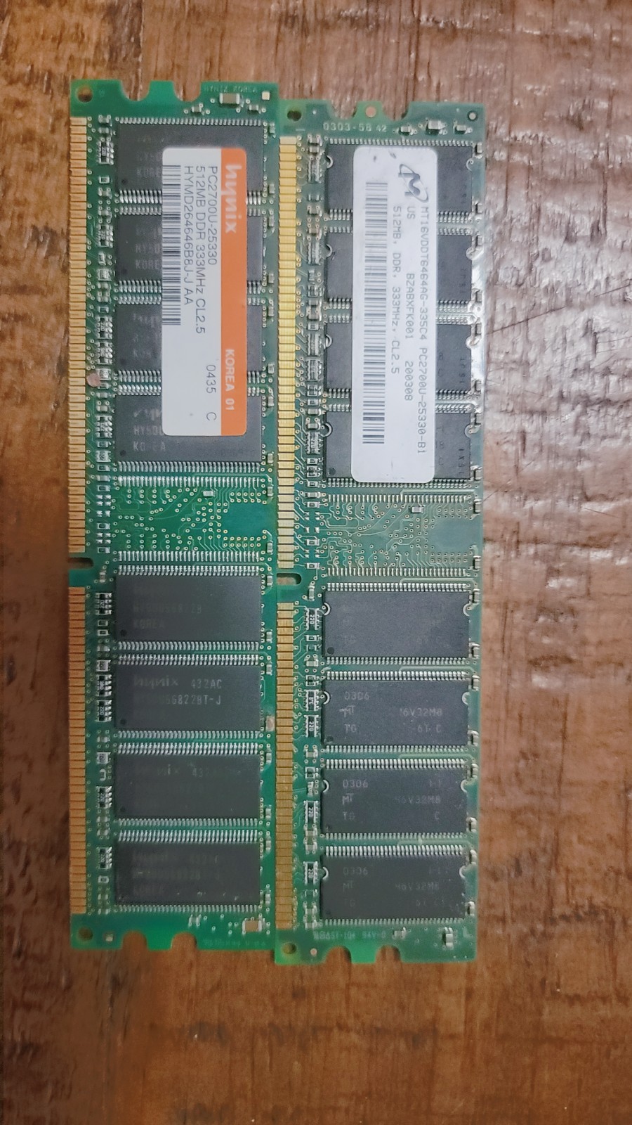 1GB (2x512MB) DDR1 PC2700 333MHz Desktop RAM Micron Hynix 184-Pin