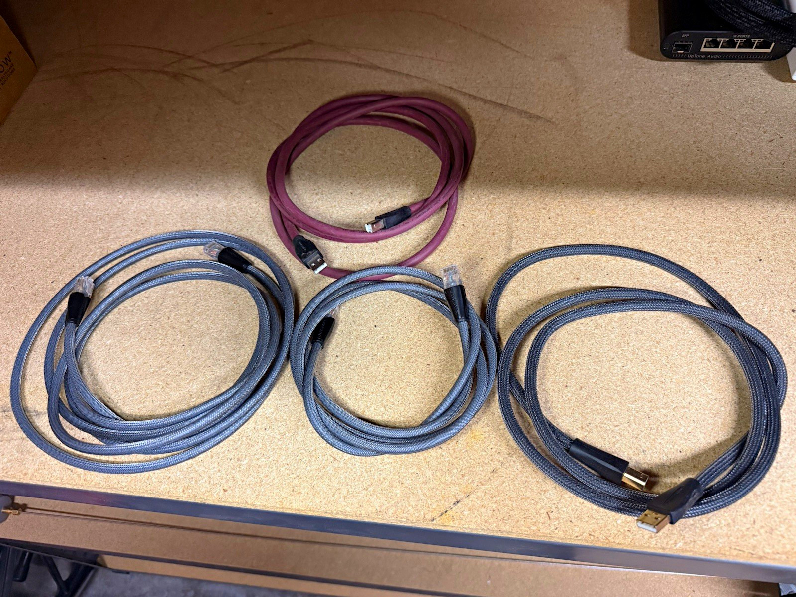 Transparent Braided 6ft Gray/Purple USB-A to USB-B & USB-A to RJ45 Cables