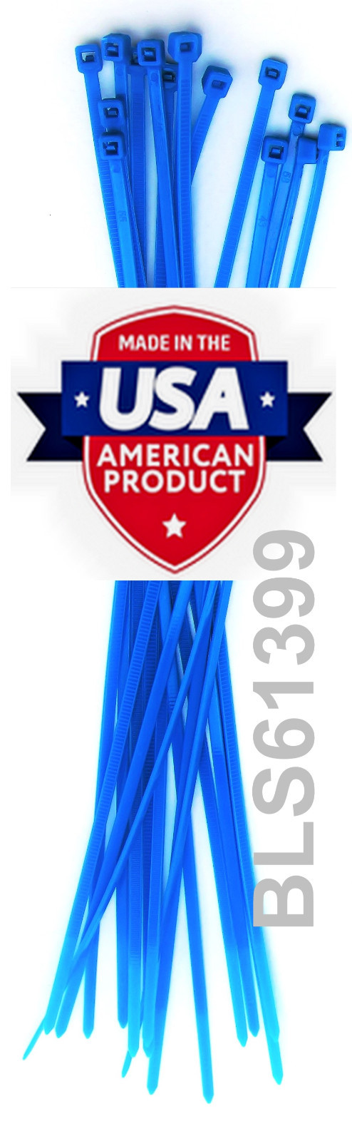 400 USA Made TOUGH TIES 6" inch 40lb Nylon Tie Wraps Wire Cable Zip Ties Blue