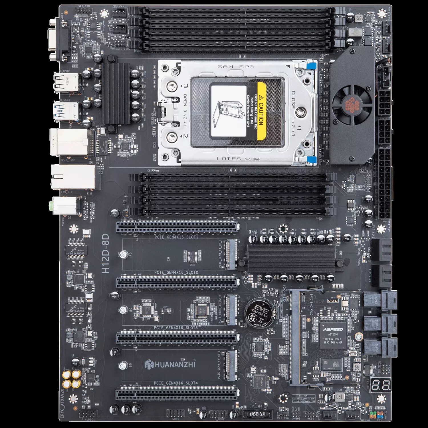 H12D-8D motherboard for AMD EPYC 7002 / 7003 CPU , 4 slots PCIe 4.0x 16 , 3x M.2