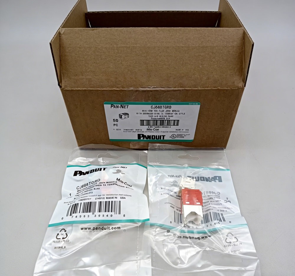 NEW Panduit Giga TX Cat6 jack Red CJ688TGRD BOX OF 50. 