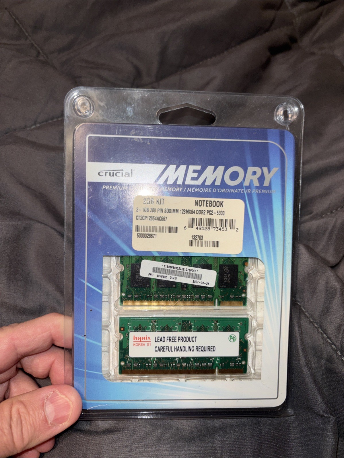 New Crucial 2GB 2x1GB DDR2 Laptop Memory PC2-5300S 667MHz
