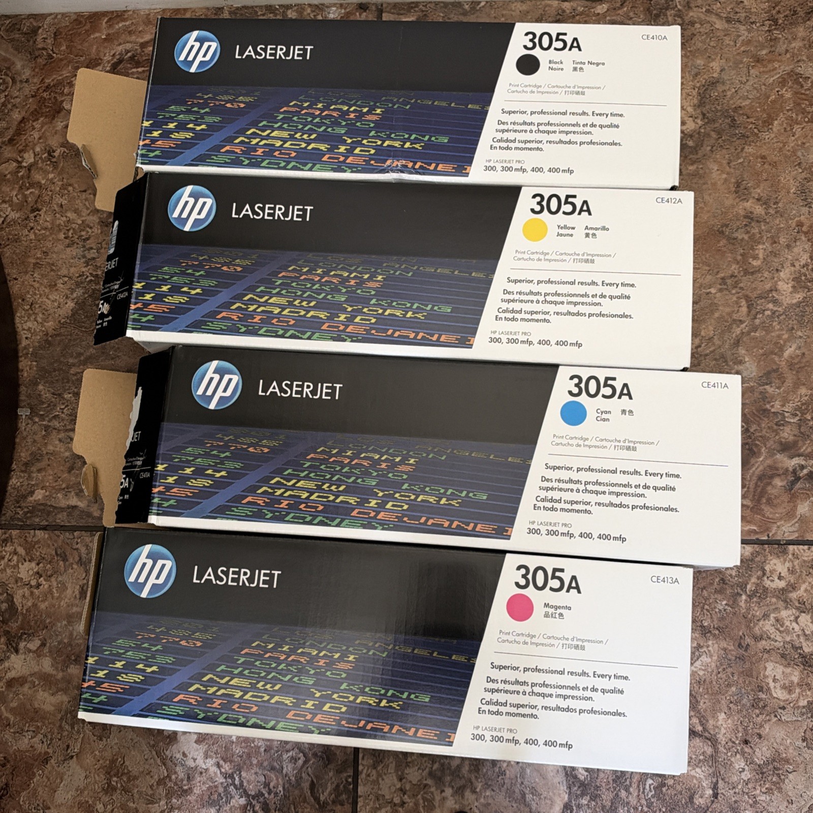 Set of ( 4 ) HP  305A  LaserJet  Toners C/M/Y/K  M351 400 M451