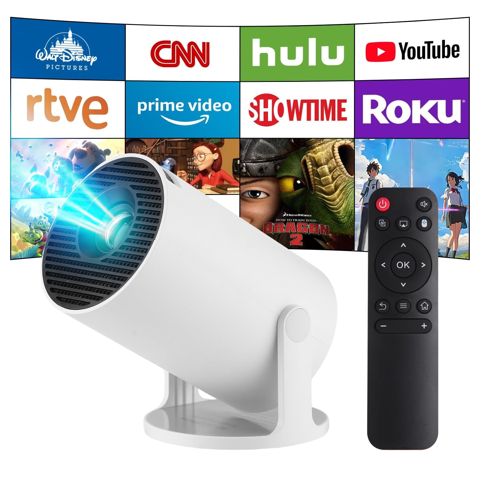 Mini Projector,Upgraded Smart 4K Projector with Wifi 6 and Bluetooth...