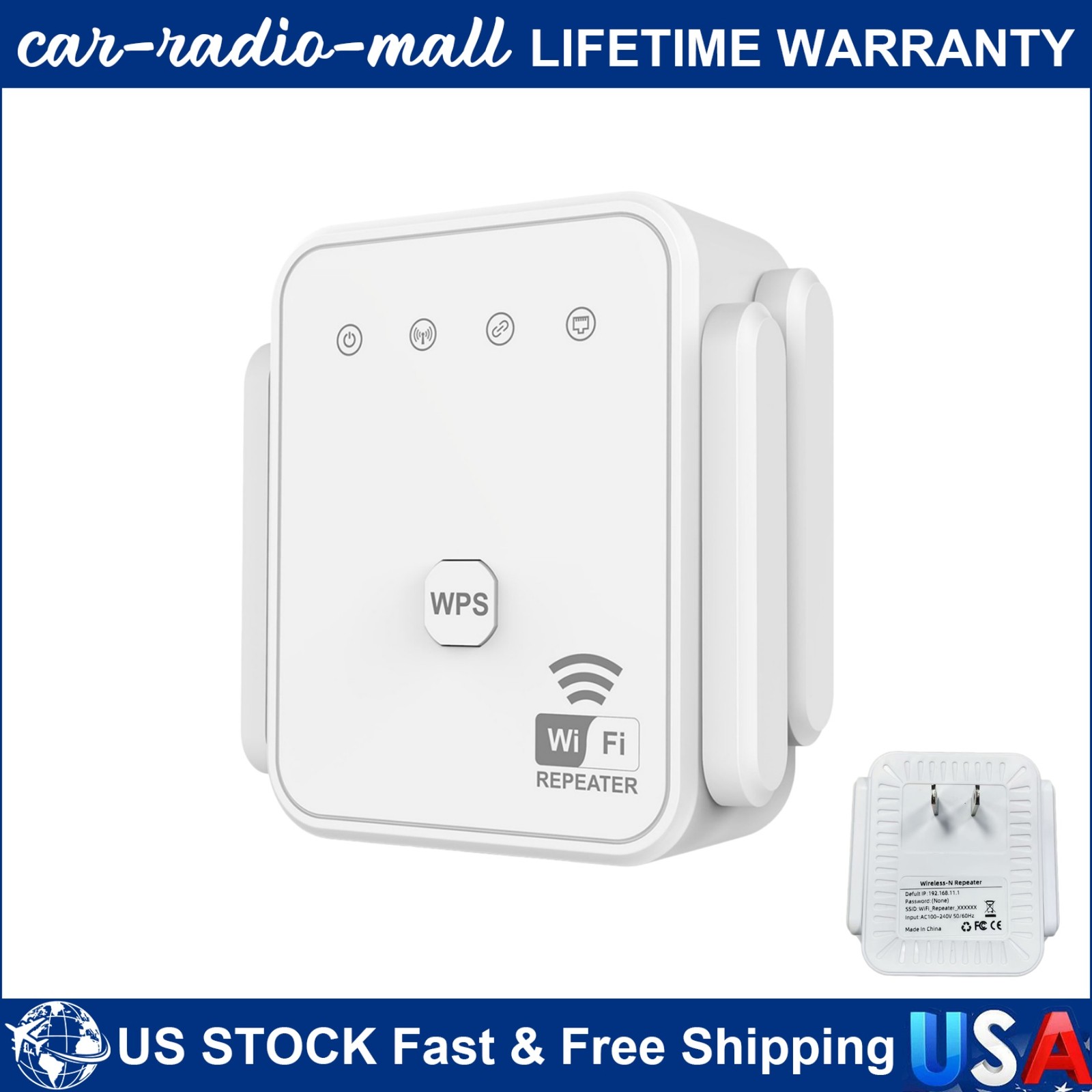 300Mbps WiFi Extender Repeater Amplifier 2.4GHz WiFi Signal Enhancer Booster