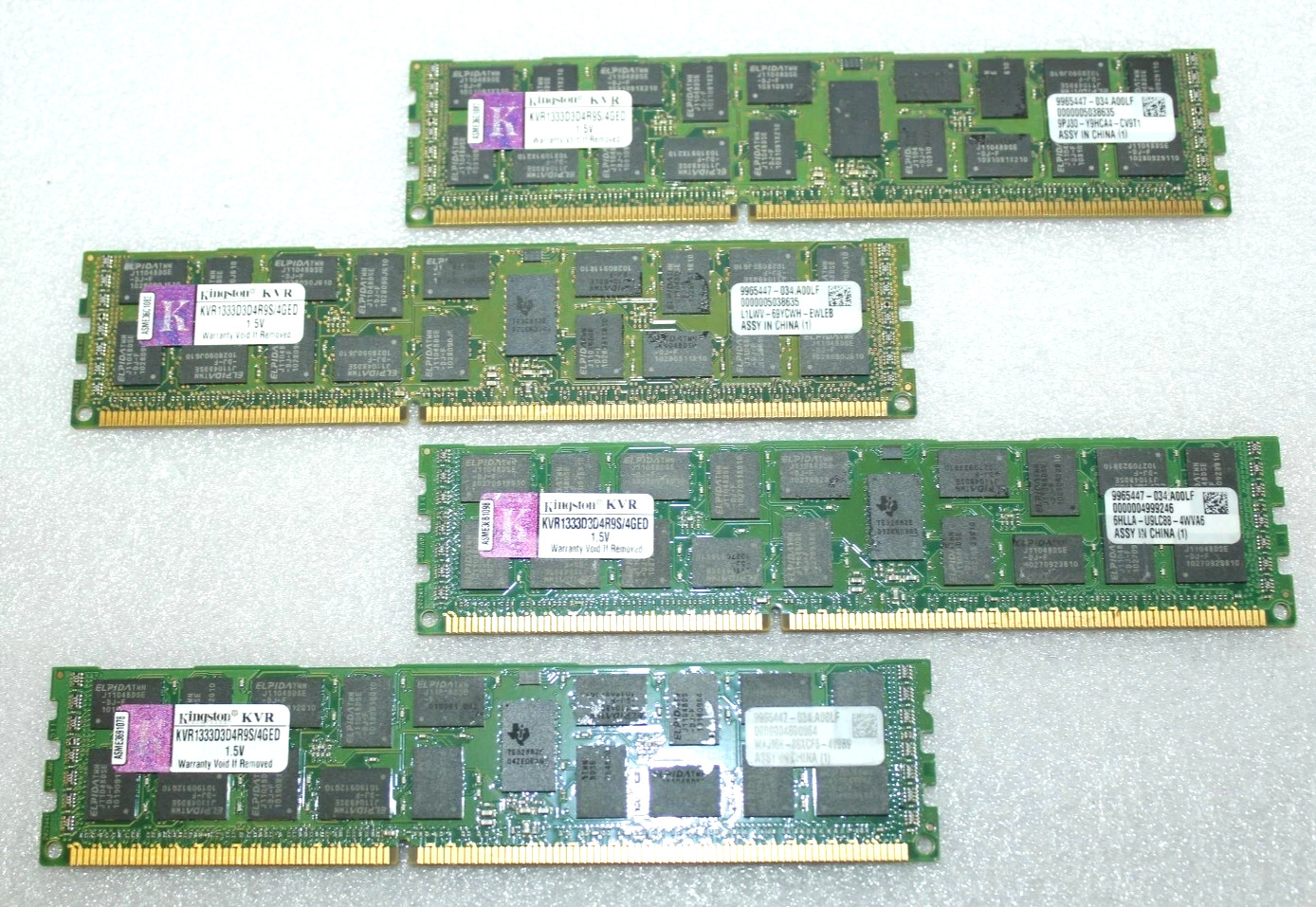 Kingston 16GB (4X4GB) PC3-10600 DDR3 ECC Server Memory Ram KVR1333D3D4R9S/4GED
