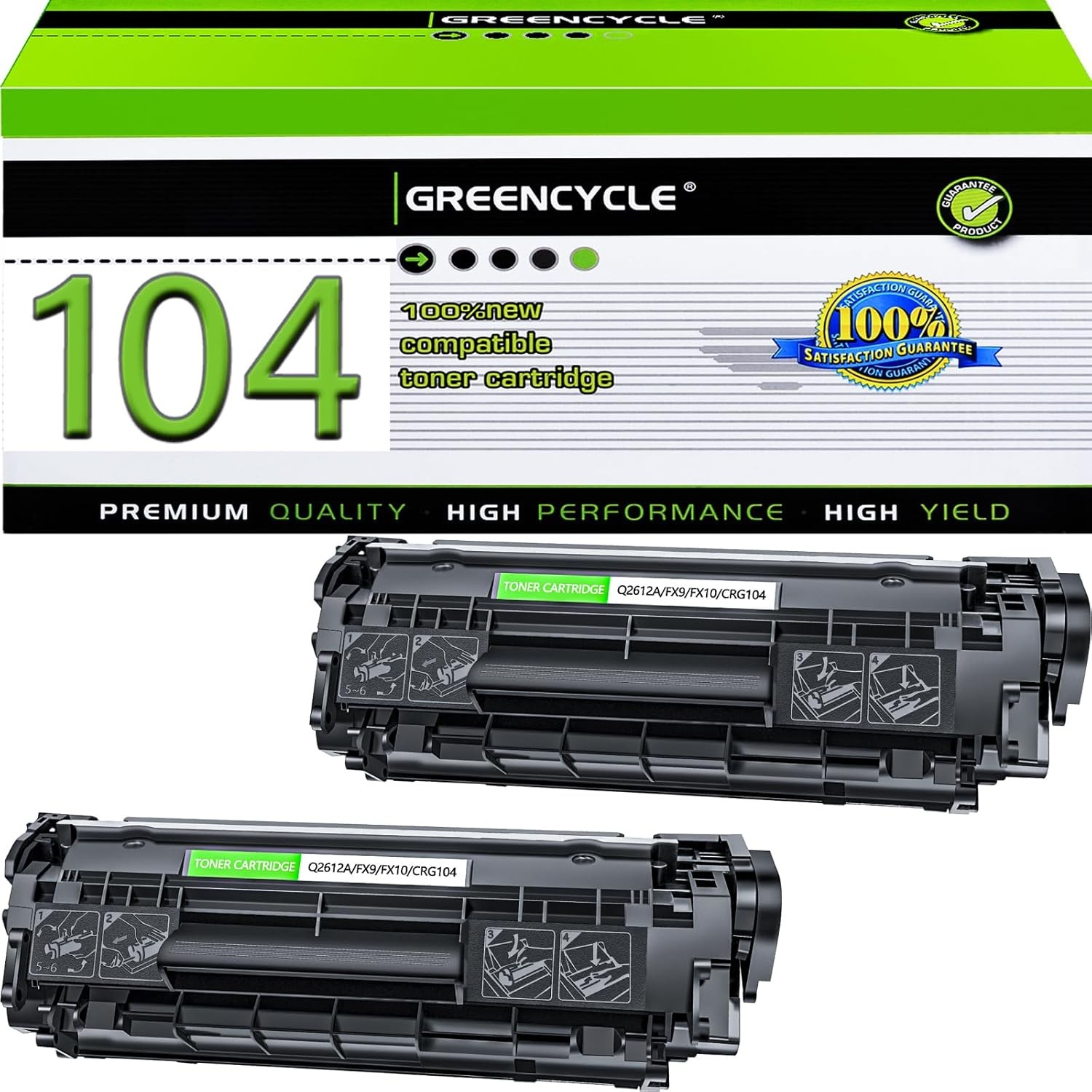 2PK CRG104 FX9 FX10 Toner For Canon ImageClass D420 D480 MF4150 MF4270 MF4350d