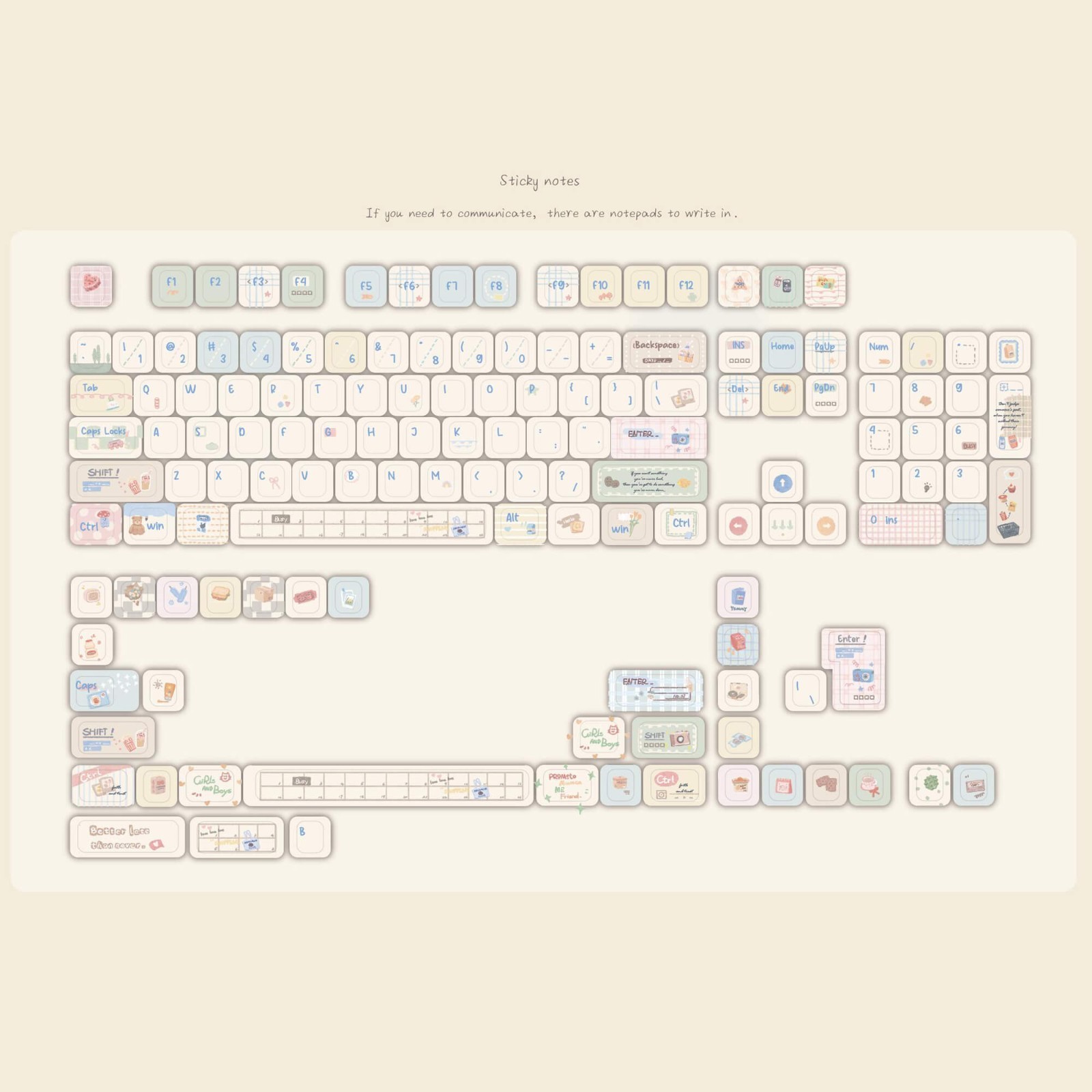 MocooLab Memo Tile Keycaps(147Keys,Cherry Profile,PBT)