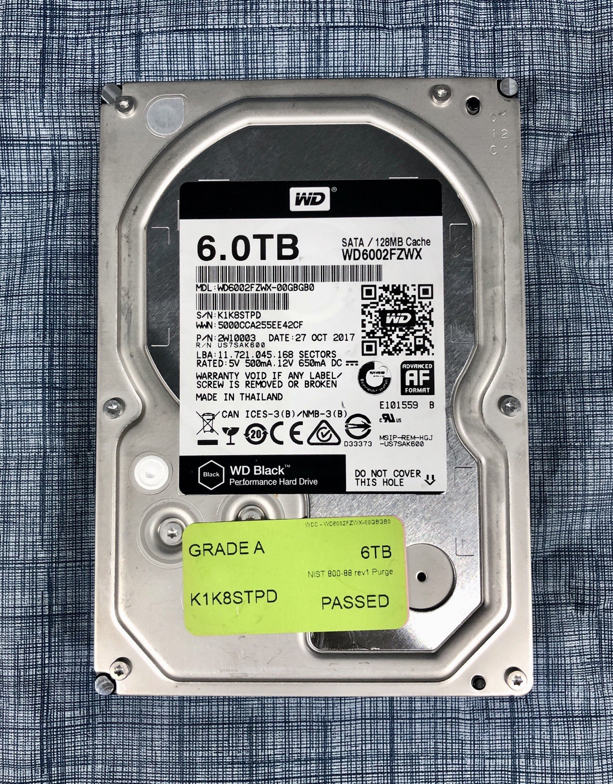WD Black 6TB 3.5" SATA Hard Drive HDD WD6003FZBX 99%+ Health Tested