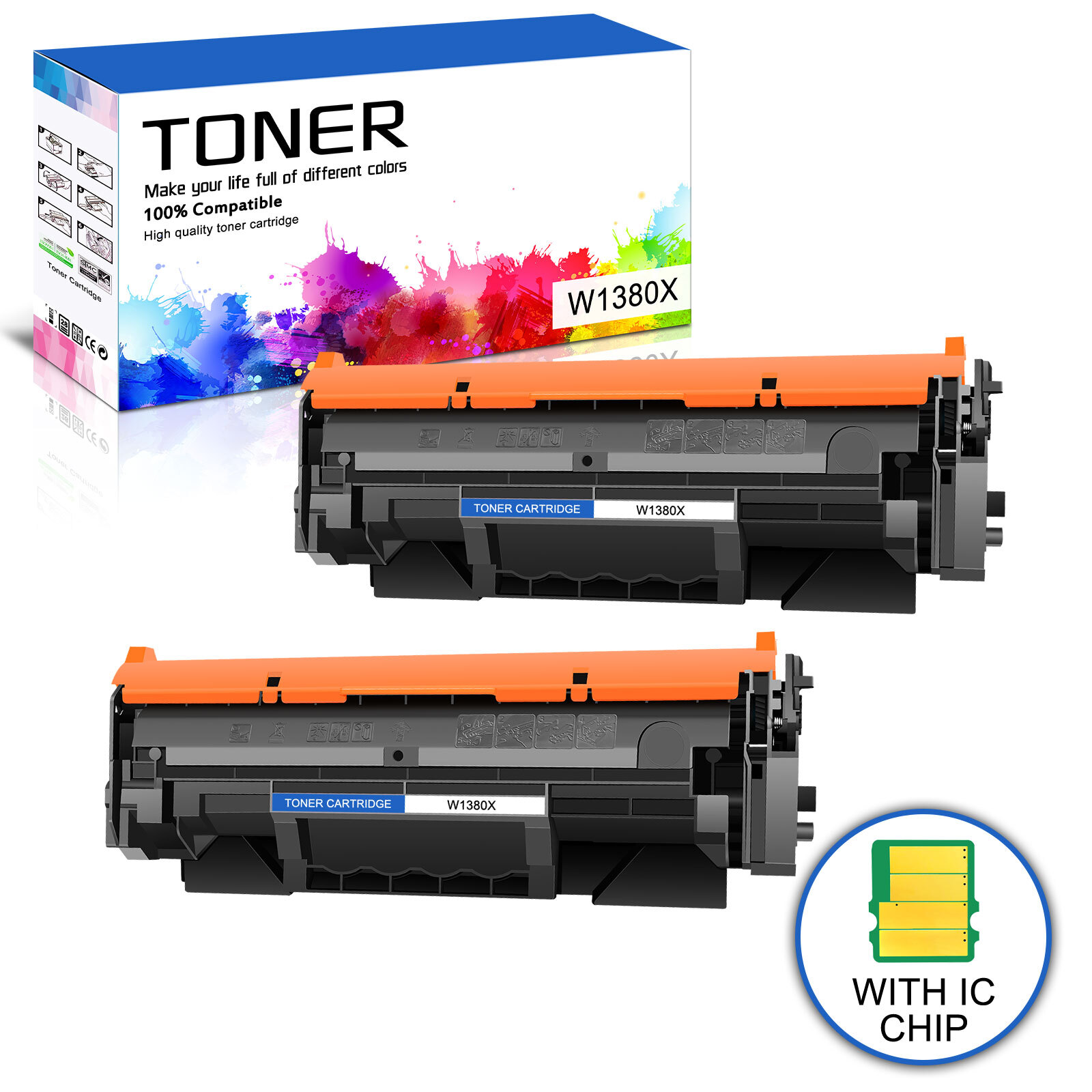 2PK New Chip W1380X Toner Cartridge For 138X HP LaserJet Pro 3001fdw MFP 3101fdw