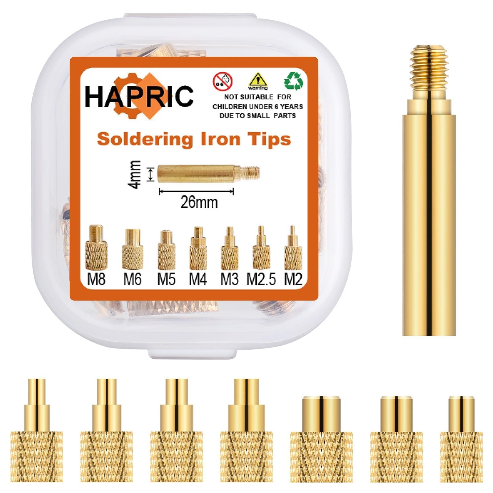 8Pcs Heat Set Insert Tips Kit For Plastic, M2-M8, For 3D Printing