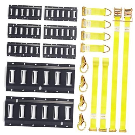 E-Track Kit with 8 Rails, 4 O-Rings, 4 Tie-Offs and 2 Straps 1 ft - 18 pcs
