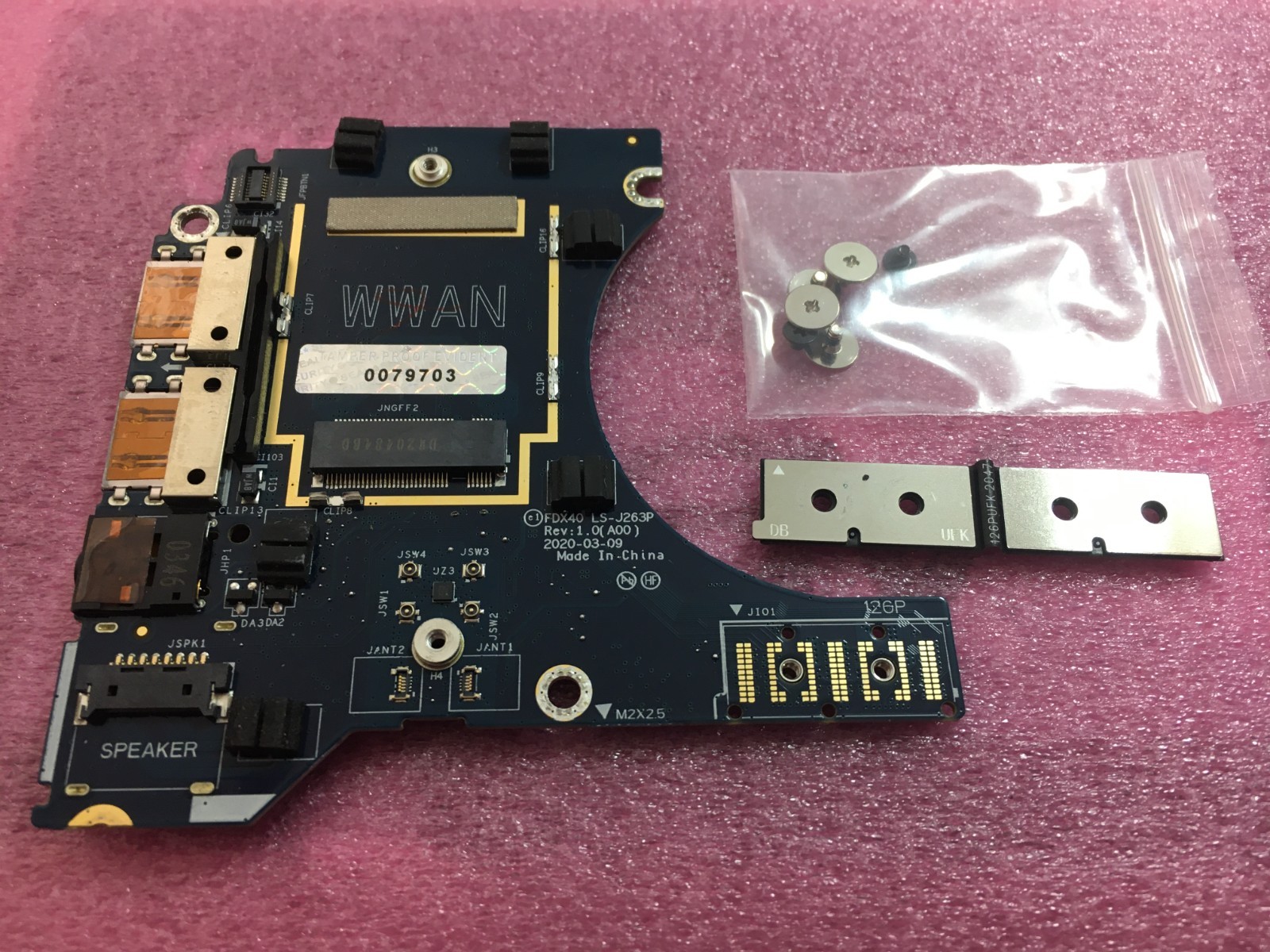 Dell Latitude 7410 I/O Board w/ USB/Audio/Power Button/WWAN+FPC Connector WDKDT