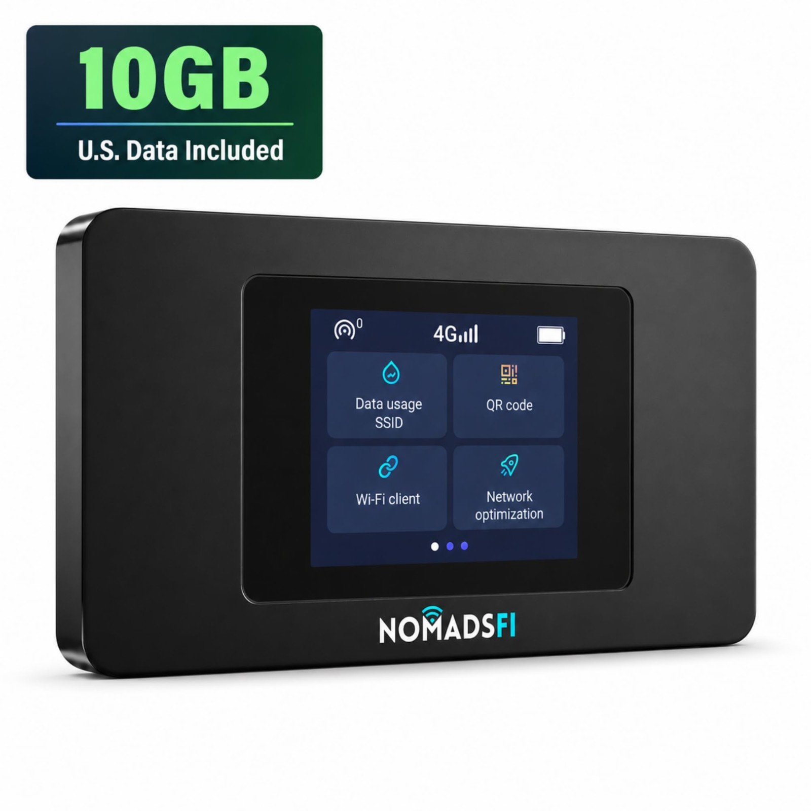 NomadsFi PocketFi X LTE Portable Global WiFi Hotspot with 10GB US Data, SIM free