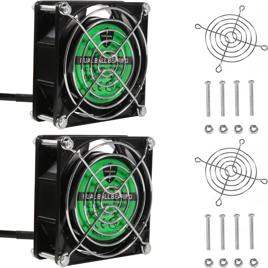 2pcs Computer Fan with AC Plug, 120mm x 25mm EC Axial 110V 115V 120V... 