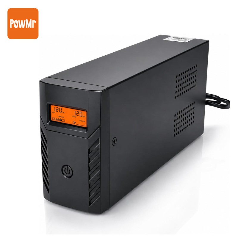 PowMr 1500VA 800W LiFePO4 Battery Backup UPS Pure Sine Wave UPS Surge Protector