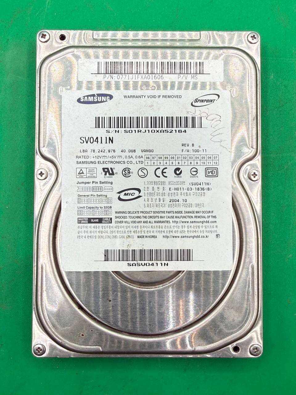 Samsung SpinPoint SV0411N 40GB 3.5" IDE PATA Internal Hard Drive RE