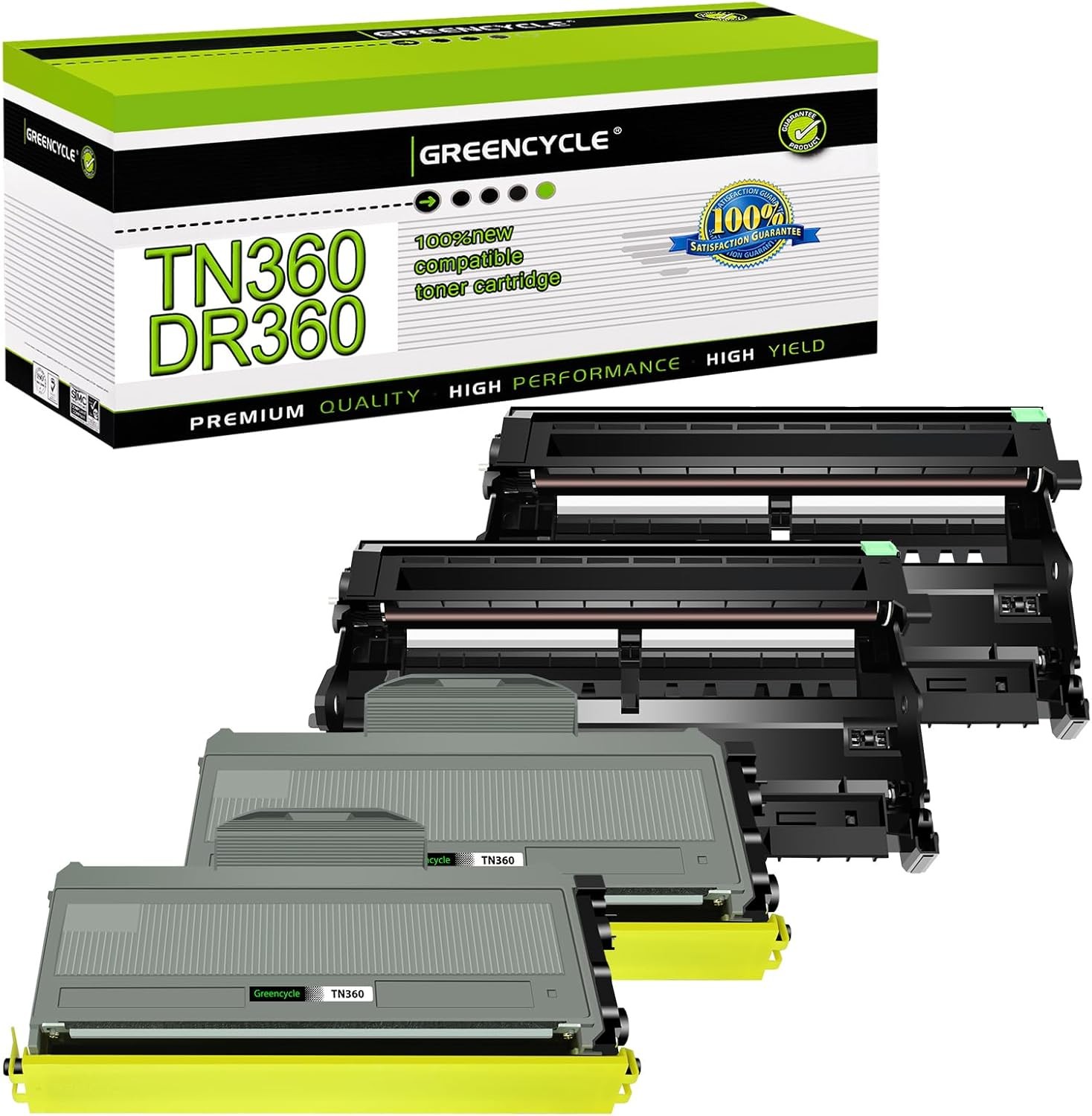 2* TN360 Toner Cartridge +2 DR360 Drum For Brother HL-2140 2170W MFC-7340 7840W